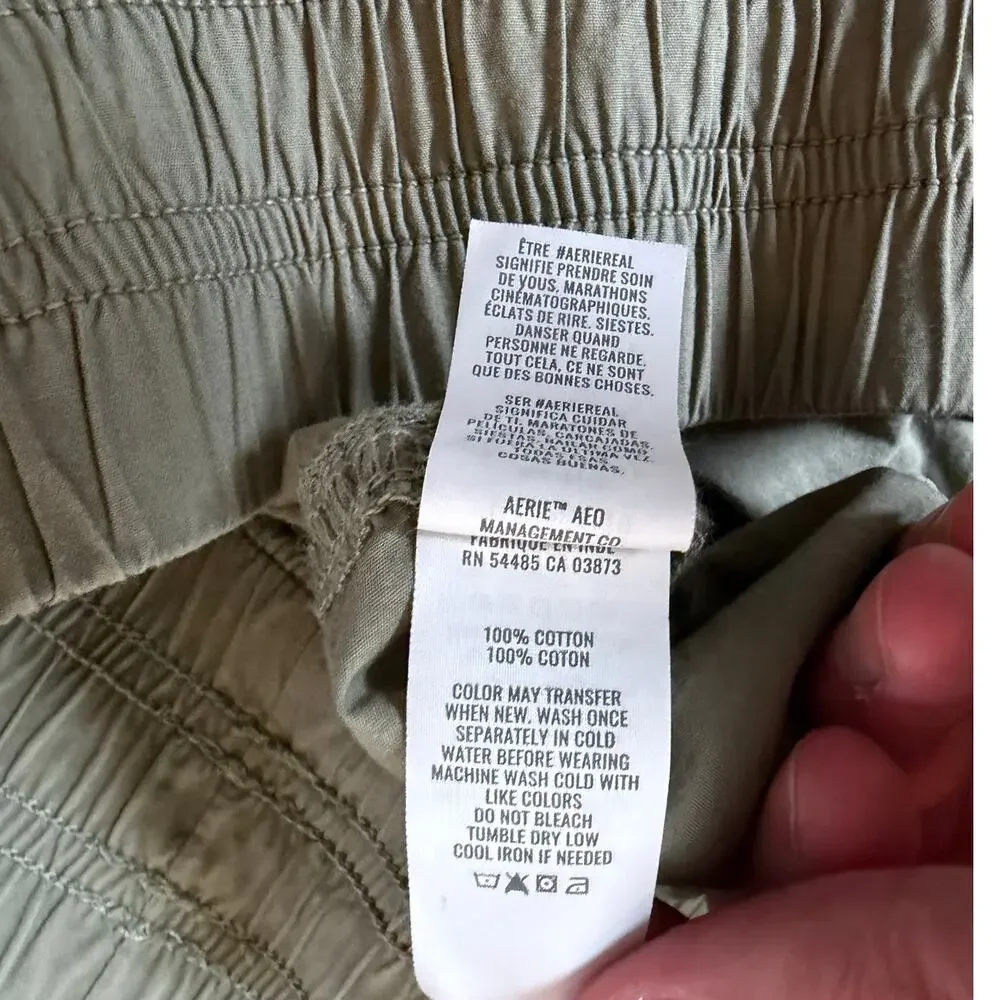 Aerie Olive Green Easiest Cargo Wide Leg Baggy Pants Size Large - Picture 6 of 9